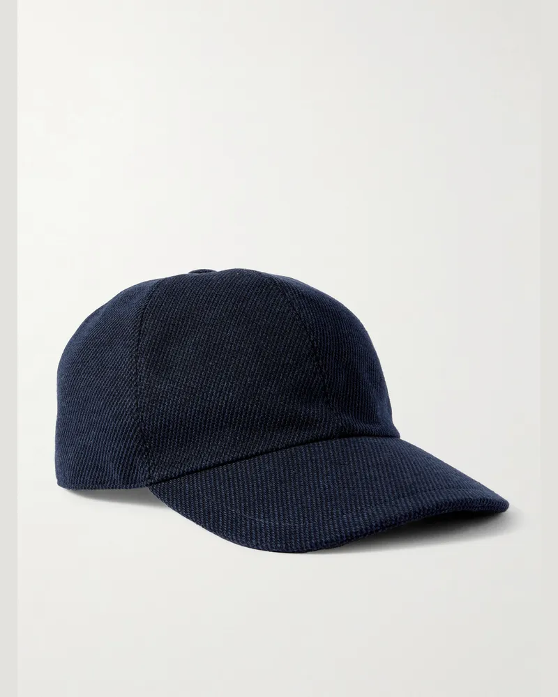 Thom Sweeney Baseballkappe aus Twill aus einer Woll-Kaschmirmischung Blau