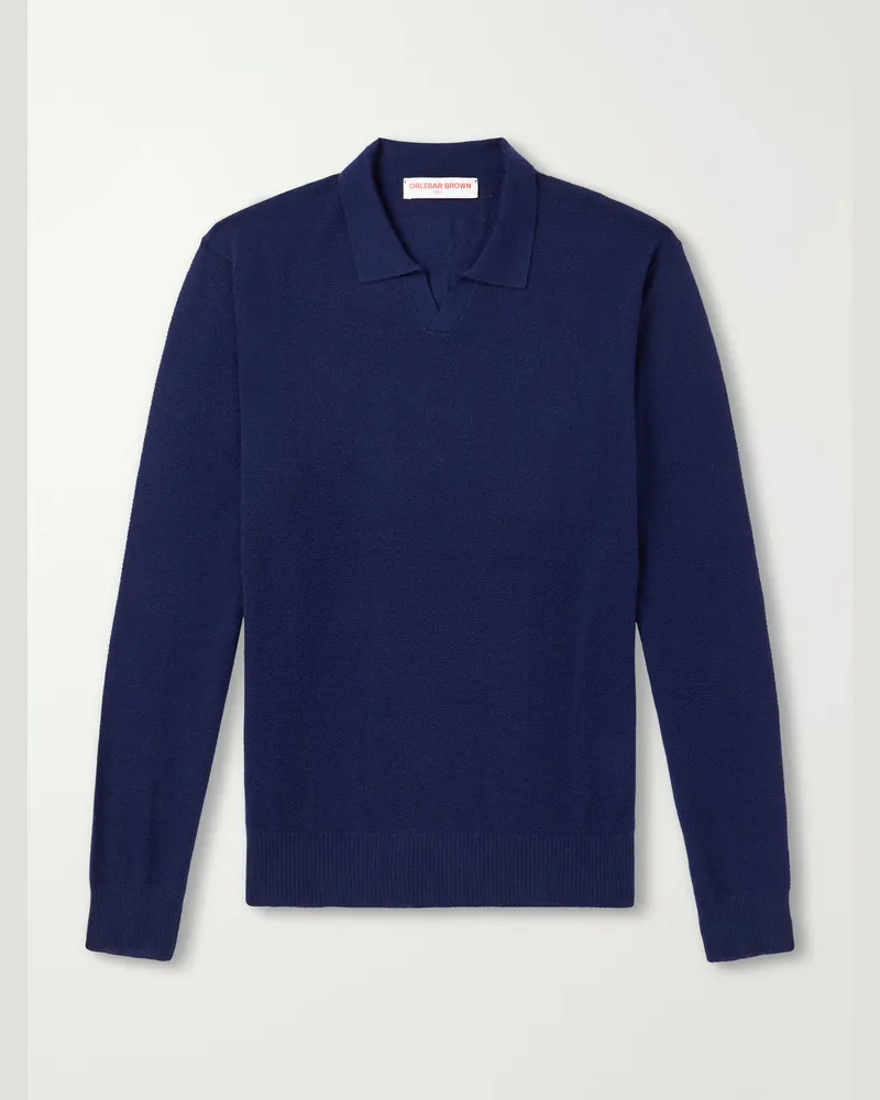 Orlebar Brown Bresson Cashmere Polo Shirt Blue