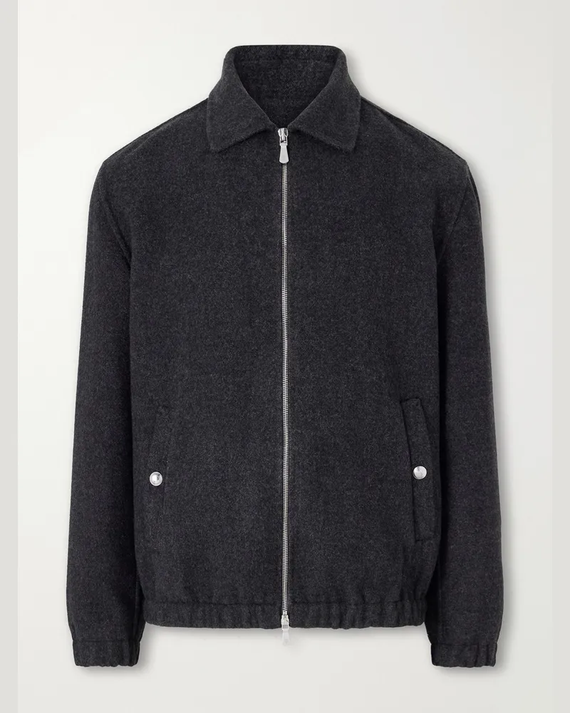 Eleventy Wool Bomber Jacket Gray