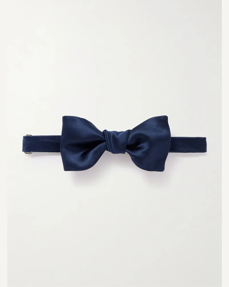 Brunello Cucinelli Fliege aus Duchesse-Satin aus einer Baumwoll-Seidenmischung zum Selbstbinden Blau