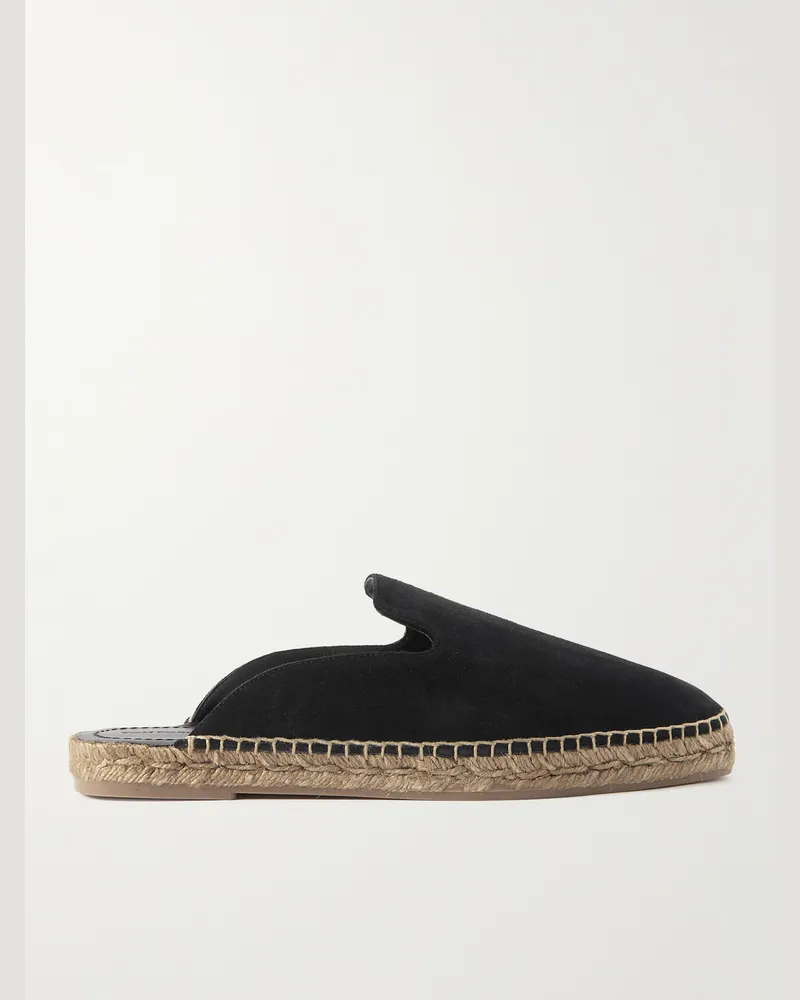 Tom Ford Barnes Espadrilles aus Veloursleder mit offener Fersenpartie Schwarz