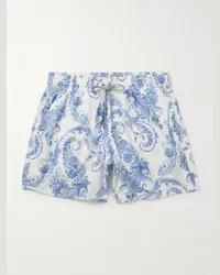 Etro Gerade geschnittene mittellange Badeshorts mit Paisley-Print Blau