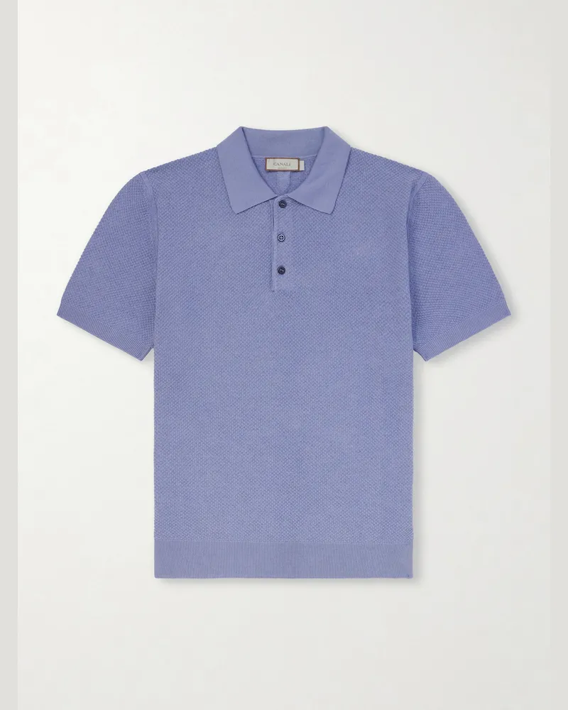 Canali Polohemd aus Baumwoll-Piqué Blau