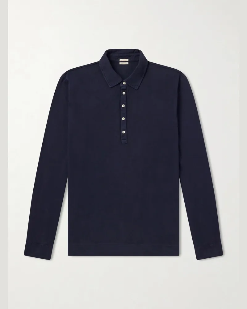 Massimo Alba Raya Cotton-Jersey Polo Shirt Blue