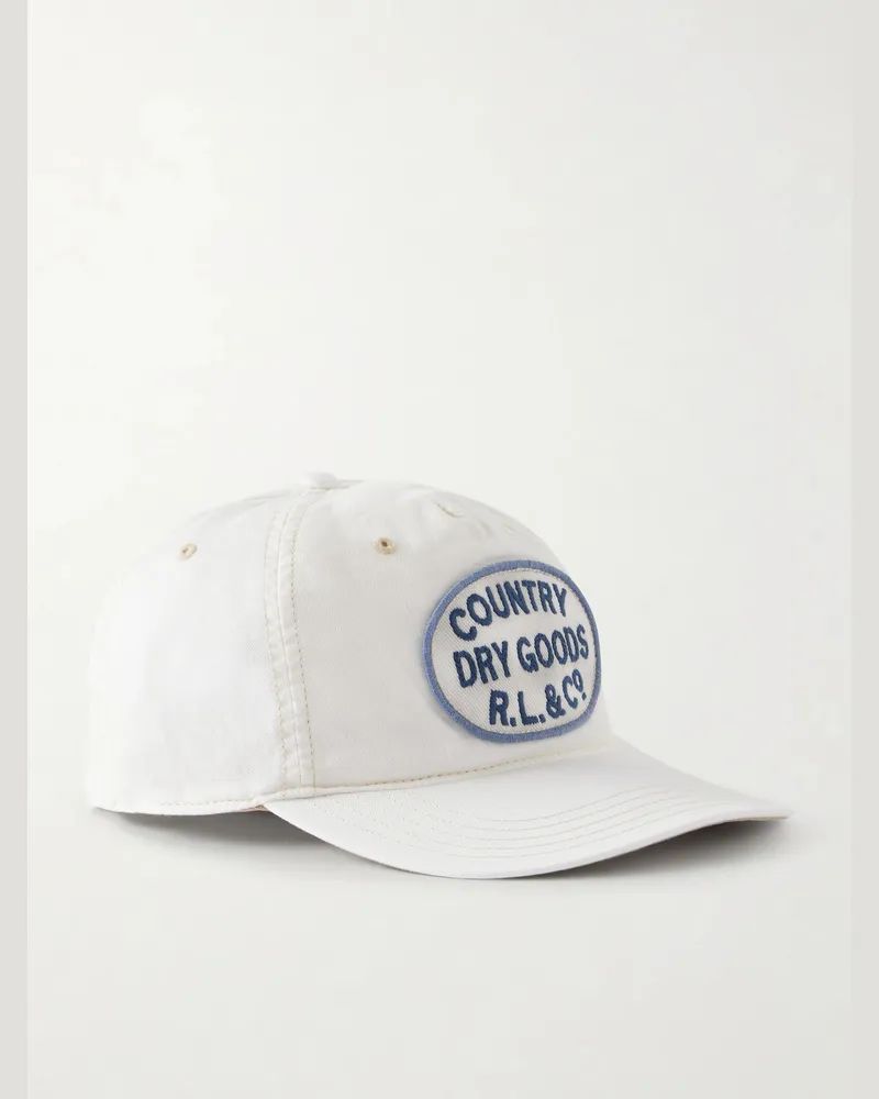 Ralph Lauren Embroidered Cotton-Twill Baseball Cap White