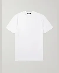 Tom Ford Schmal geschnittenes T-Shirt aus Jersey aus einer Lyocell-Baumwollmischung Weiß