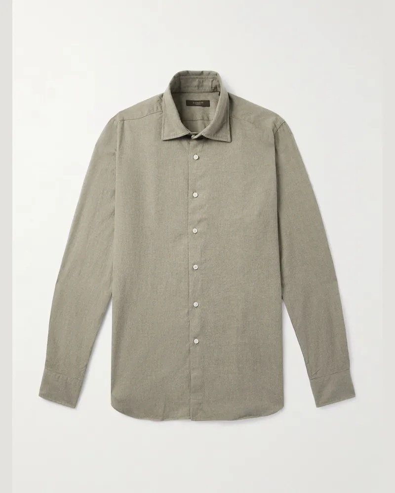 Incotex Glanshirt schmal geschnittenes Hemd aus Baumwoll-Twill Grün