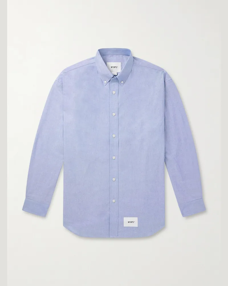 WTAPS Hemd aus COOLMAX®-Material mit Button-Down-Kragen und Logoapplikation Blau