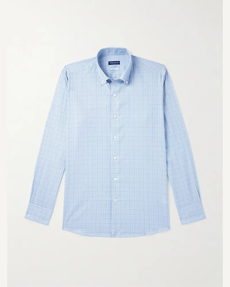 Peter Millar Sorrento Hemd aus karierter Baumwollpopeline mit Button-Down-Kragen Blau