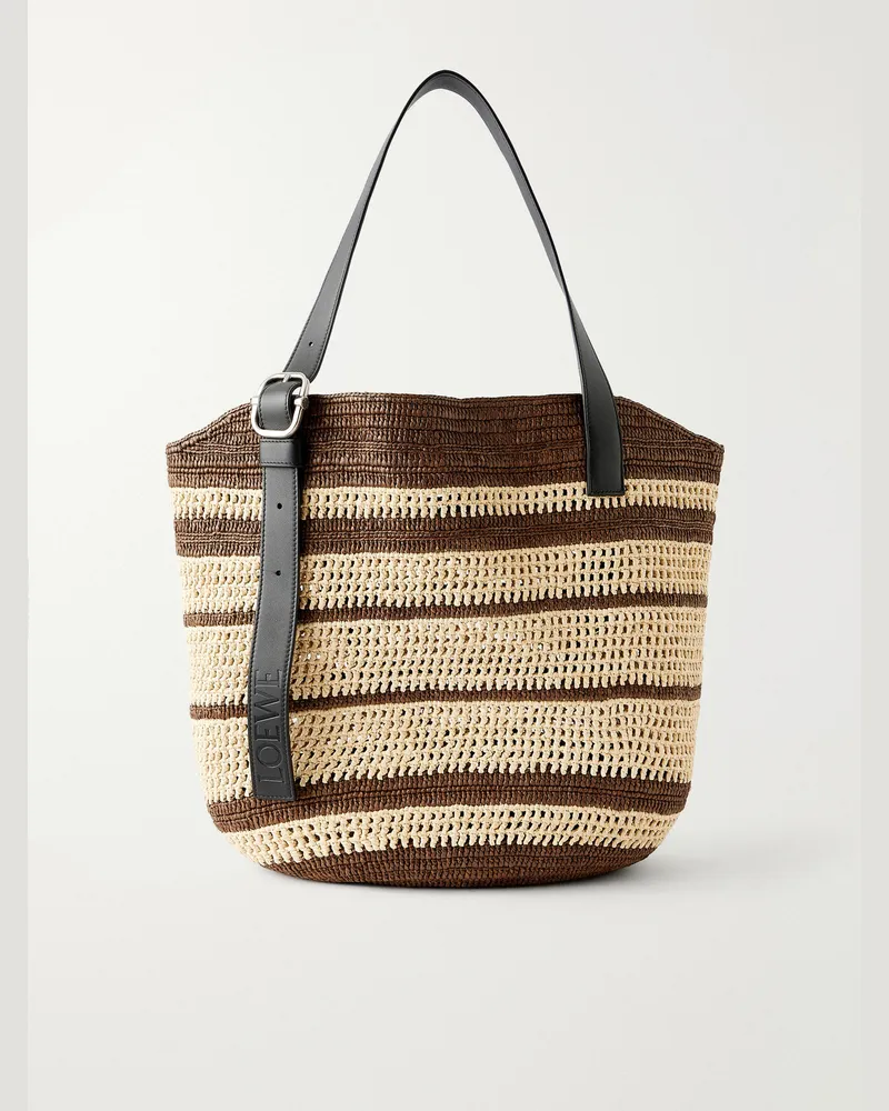 Loewe Paula's Ibiza Loop Basket Leather-Trimmed RaffiaTote Bag Neutrals