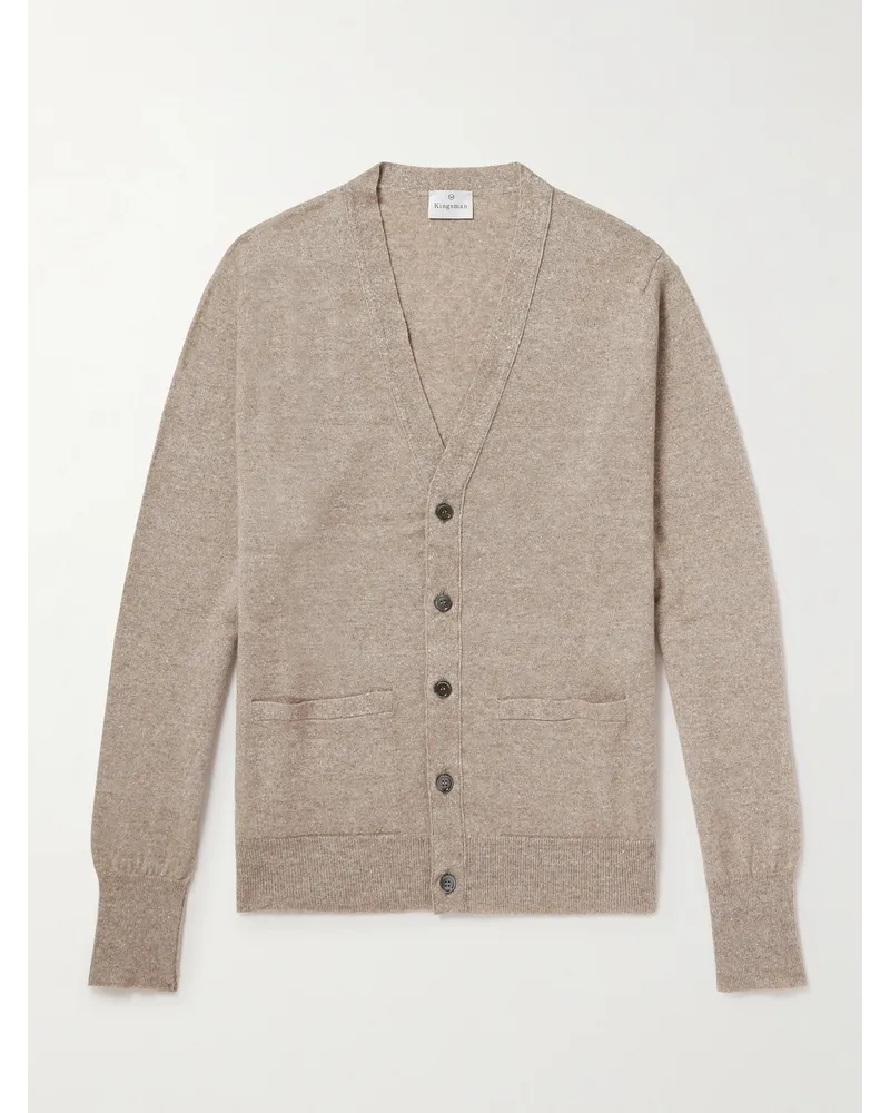 Kingsman Cardigan aus einer Kaschmir-Leinenmischung Neutral