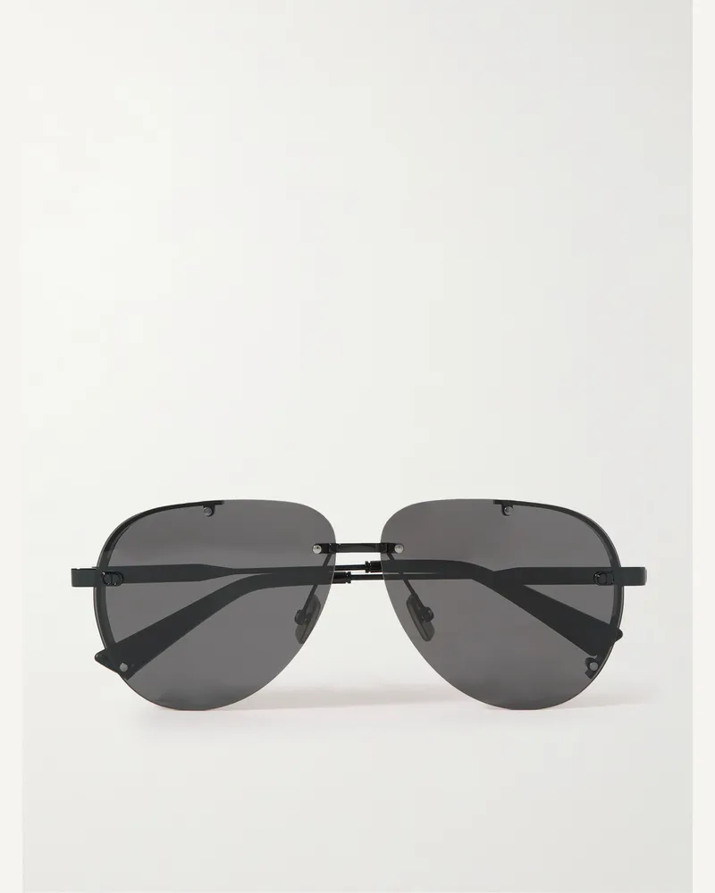 Dior NeoDior A1U Aviator-Style Guilloché Gunmetal-Tone Sunglasses Black
