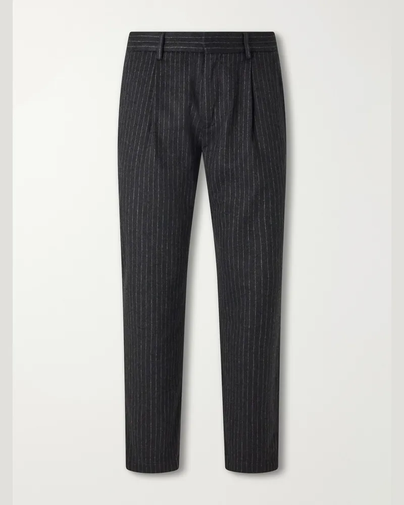 BARENA Straight-Leg Pleated Pinstriped Wool-Blend Trousers Gray