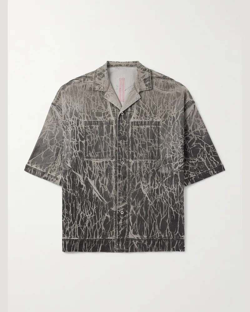 DRKSHDW by Rick Owens Magnum Tommy Foil-Coated Denim Shirt Black