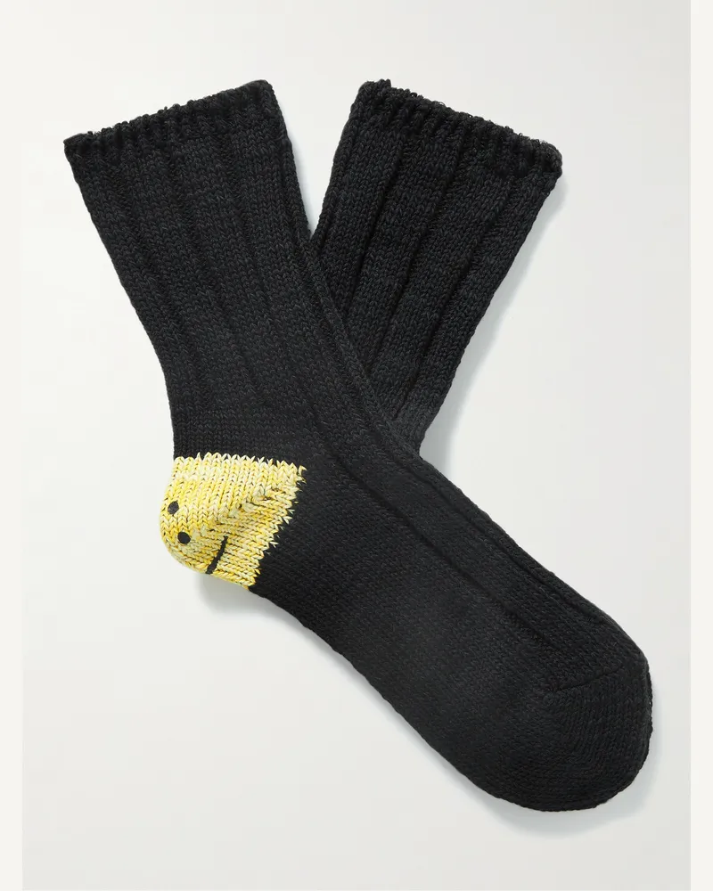 KAPITAL Socken aus einer Baumwollmischung mit Intarsienmuster Schwarz