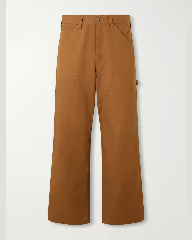 Comme des Garçons Wide-Leg Double-Knee Cotton-Canvas Trousers Brown