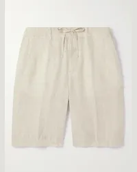 Loro Piana Gerade geschnittene Bermudashorts aus Leinen mit Kordelzugbund Neutral