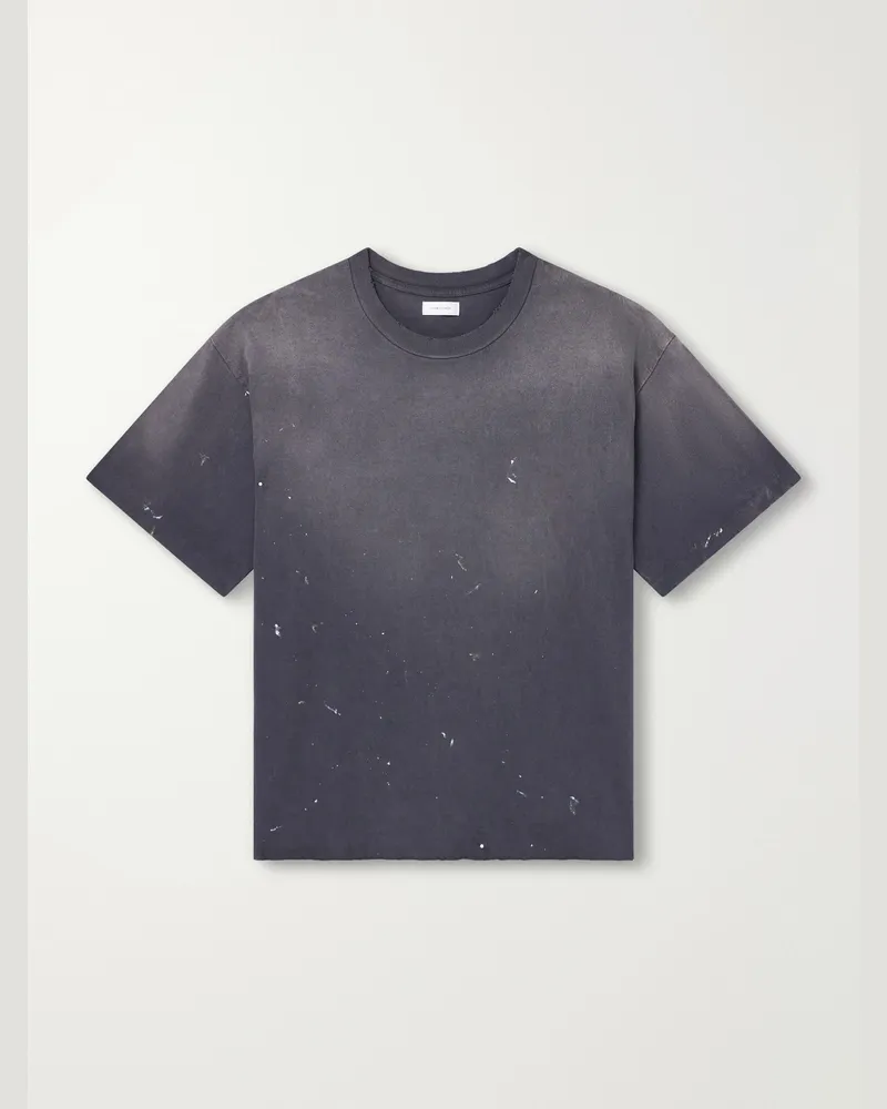 John Elliott + Co Odeon Paint-Splattered Distressed Cotton-Jersey T-Shirt Gray