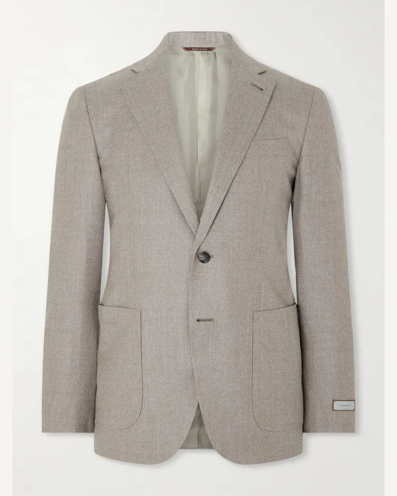 Canali Kei Wool Suit Jacket Neutrals