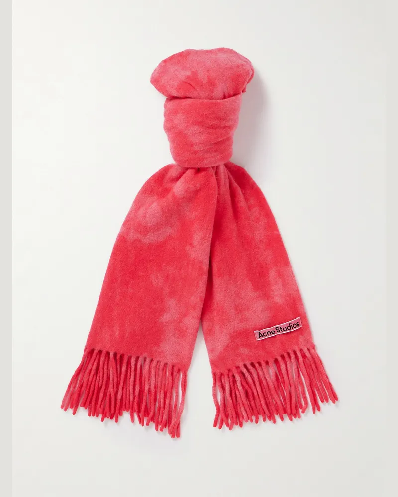 Acne Studios Canada Wollschal mit Batikmuster und Fransen Pink