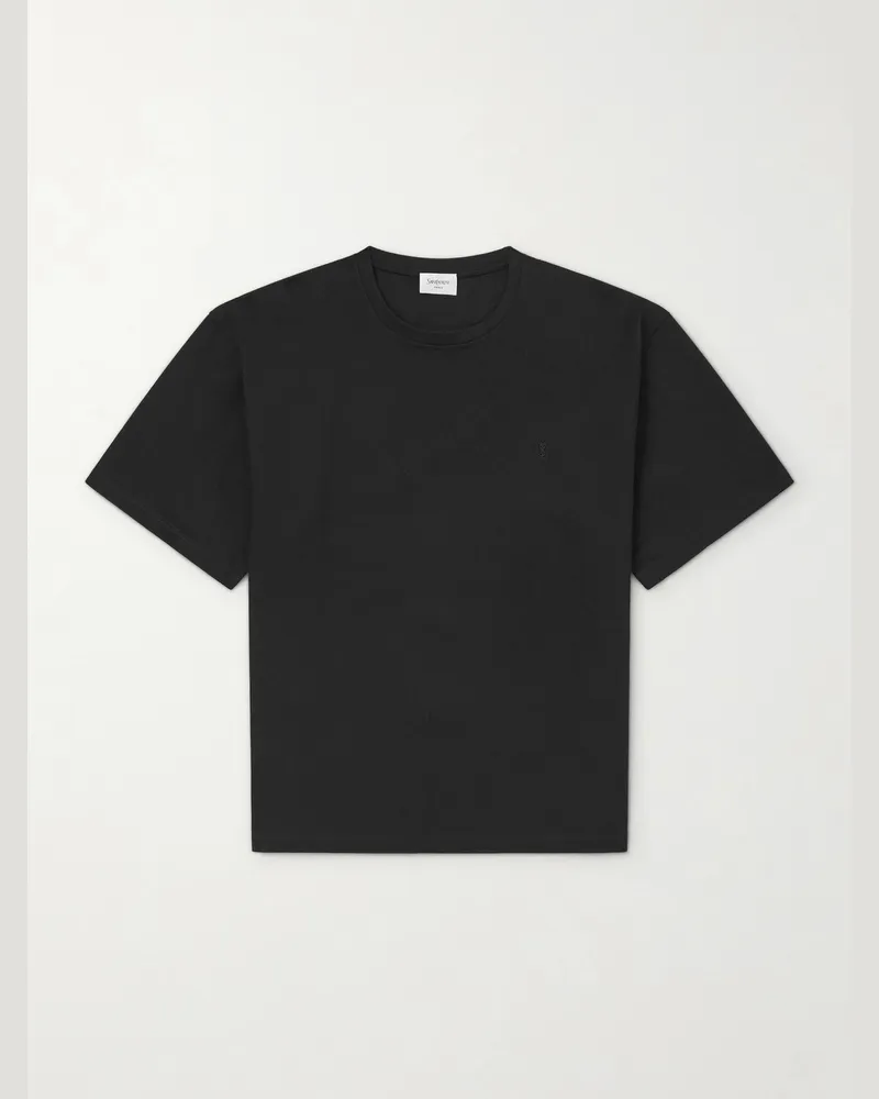 Saint Laurent T-Shirt aus Baumwoll-Jersey Schwarz
