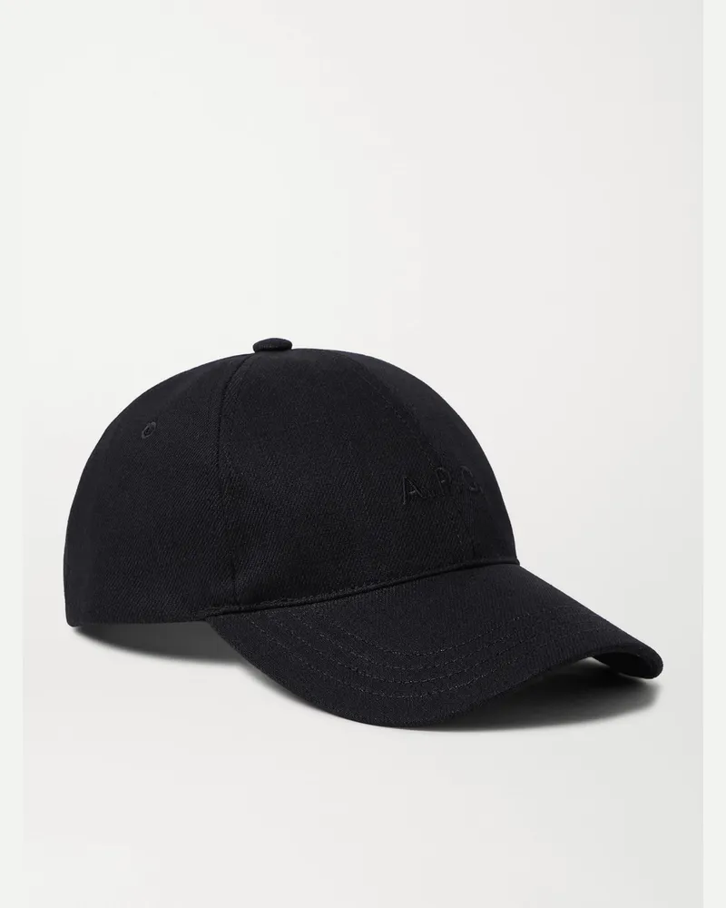 A.P.C. Logo-Embroidered Cotton-Blend Canvas Baseball Cap Schwarz