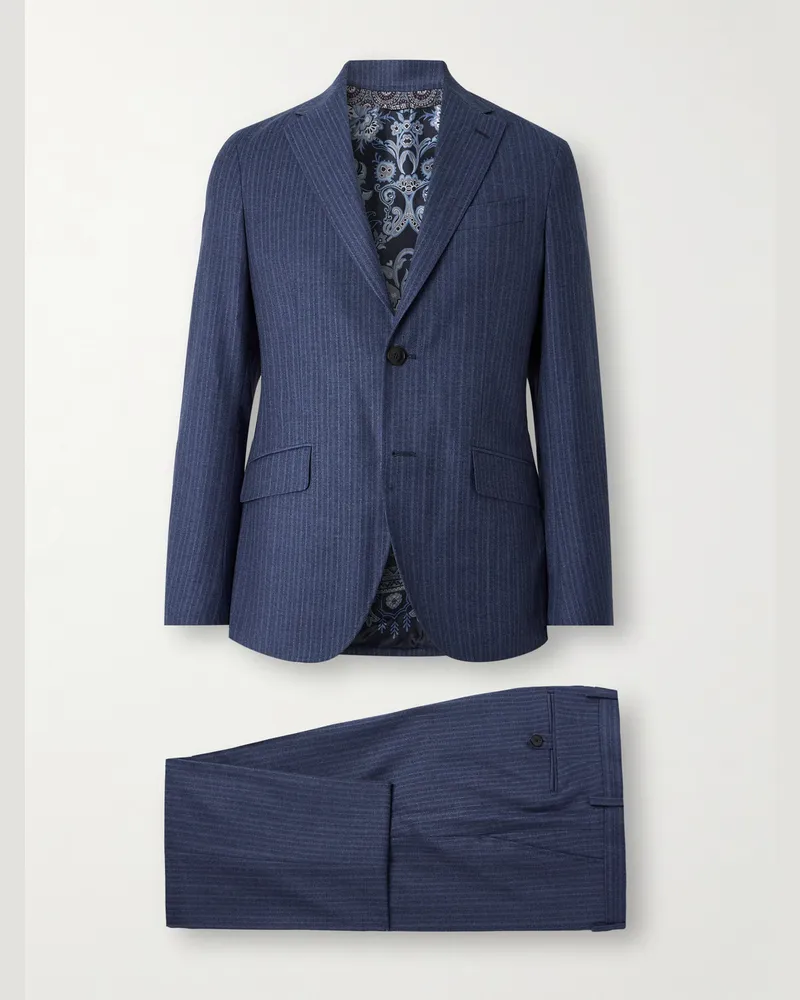 Etro Roma Anzug aus Wolle mit Nadelstreifen Blau