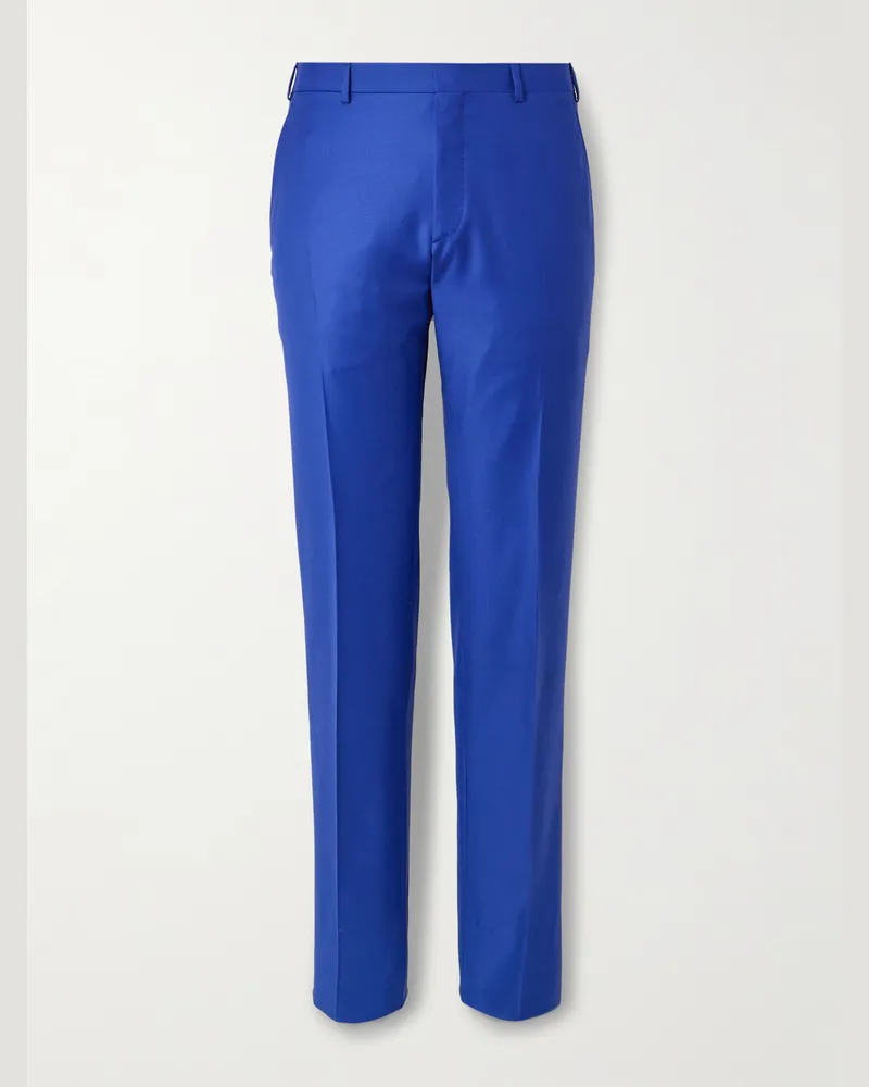 Brioni Gerade geschnittene Anzughose aus Woll-Twill Blau