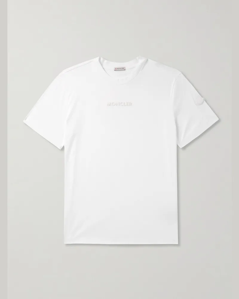 Moncler T-Shirt aus Baumwoll-Jersey mit Logoapplikation Weiß