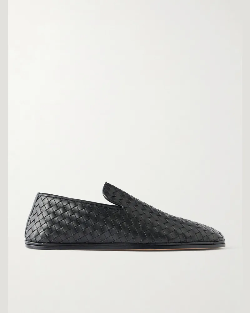 Bottega Veneta Palazzo Intrecciato Leather Loafers Black