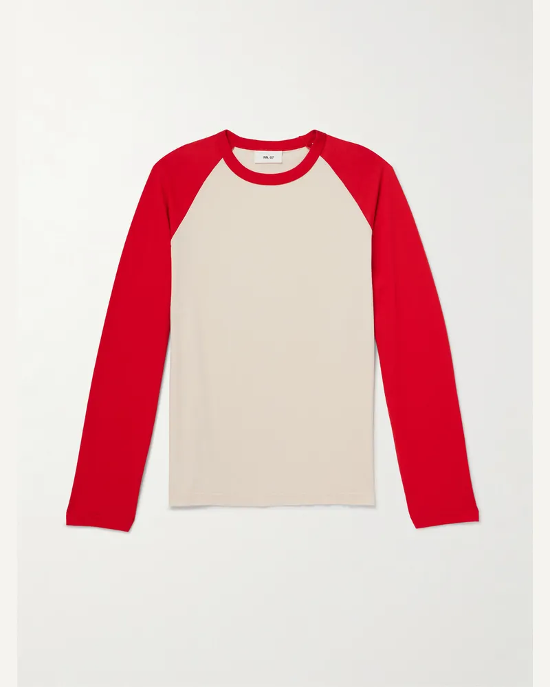 NN 07 Regie 3508 Two-Tone Organic Cotton-Jersey T-Shirt Red