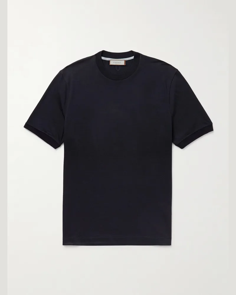 Canali T-Shirt aus Woll-Jersey Schwarz