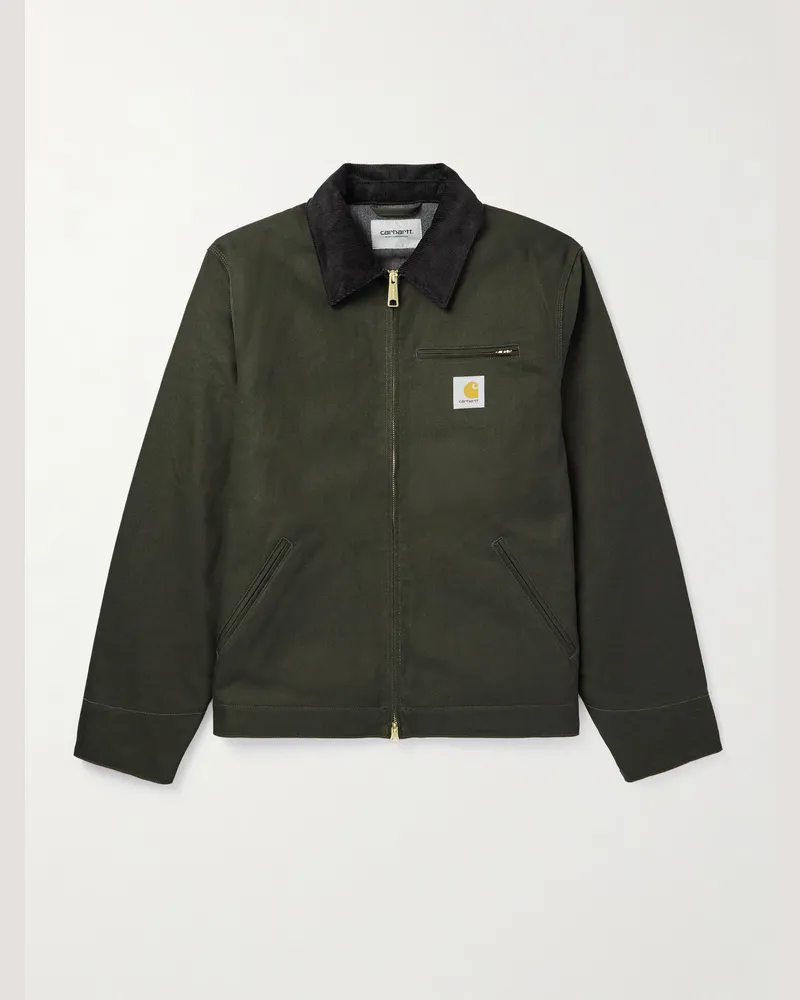 Carhartt WIP Detroit Jacke aus Biobaumwoll-Canvas mit Cordkragen Grün