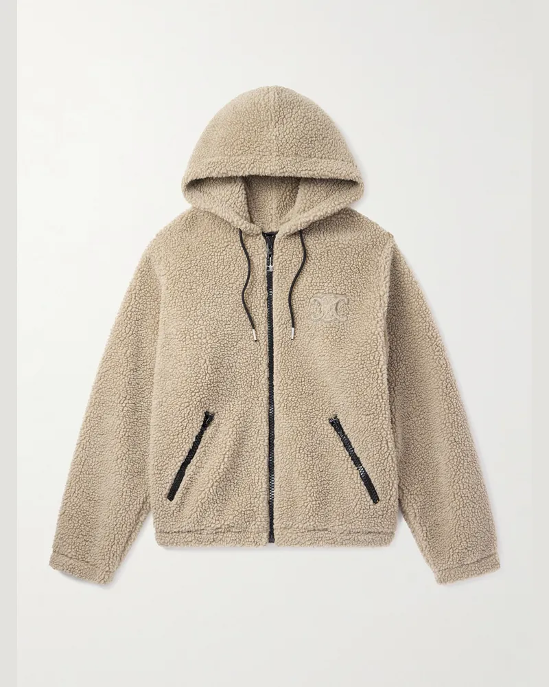 Celine Kapuzenjacke aus Fleece mit Logostickerei Neutral