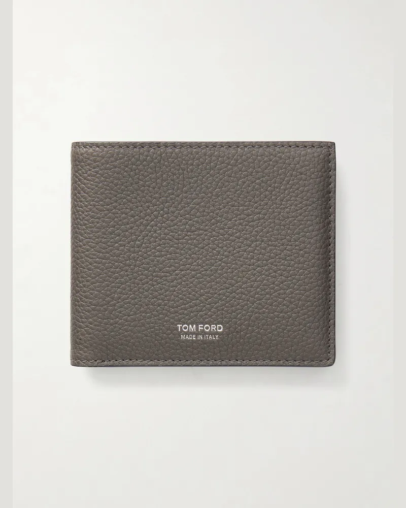 Tom Ford T Line Soft Grain Leather Bifold Wallet Gray