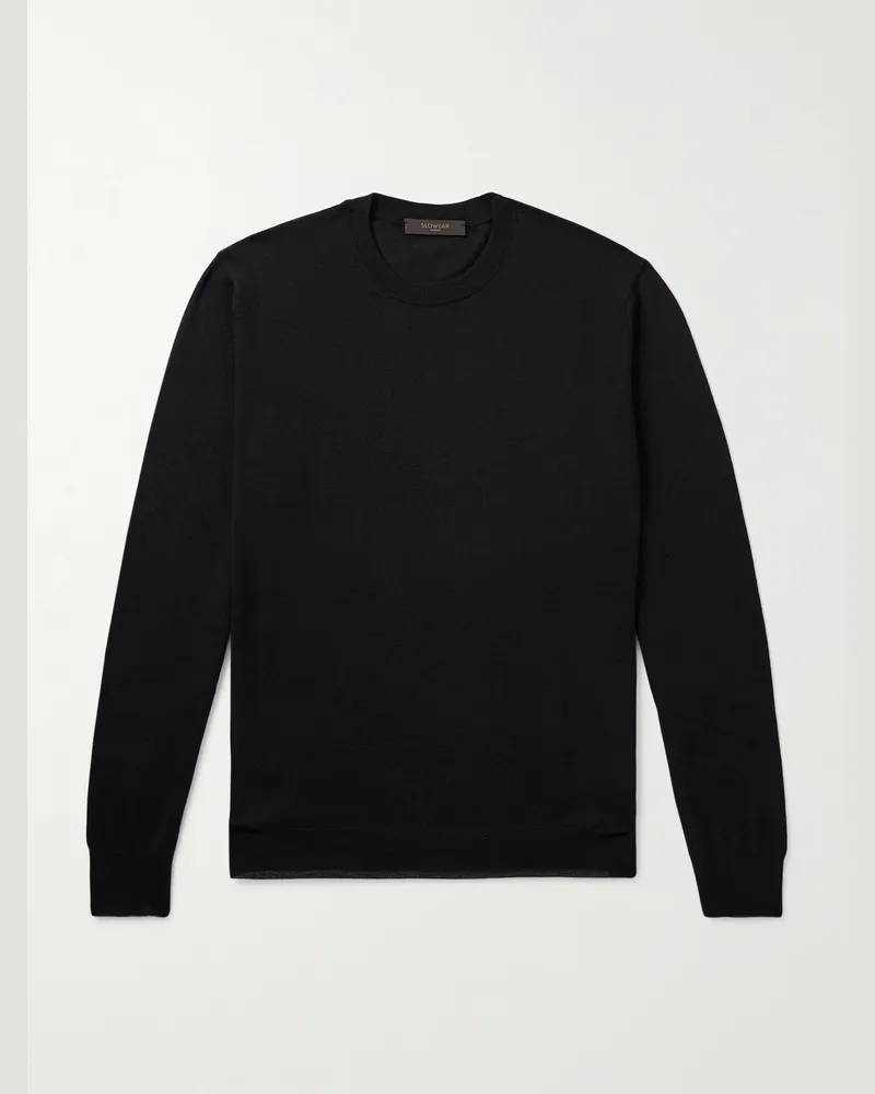 Incotex Zanone schmal geschnittener Pullover aus einer Kaschmir-Seidenmischung Schwarz