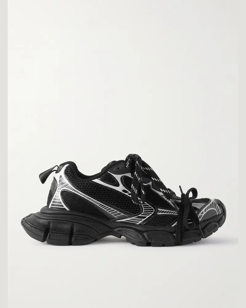 Balenciaga 3XL Distressed Mesh and Rubber Sneakers Black