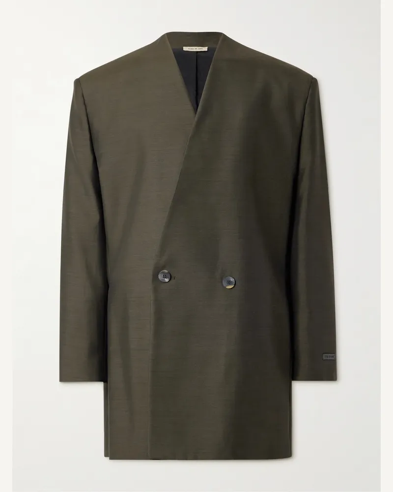 Fear of God Doppelreihiges Oversized-Sakko aus einer Woll-Seidenmischung mit Logoapplikation Grün