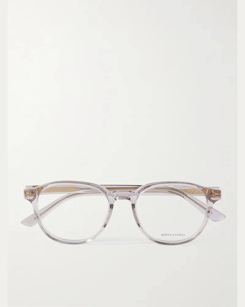 Bottega Veneta Brille mit rundem Rahmen aus Azetat und goldfarbenen Details Grau