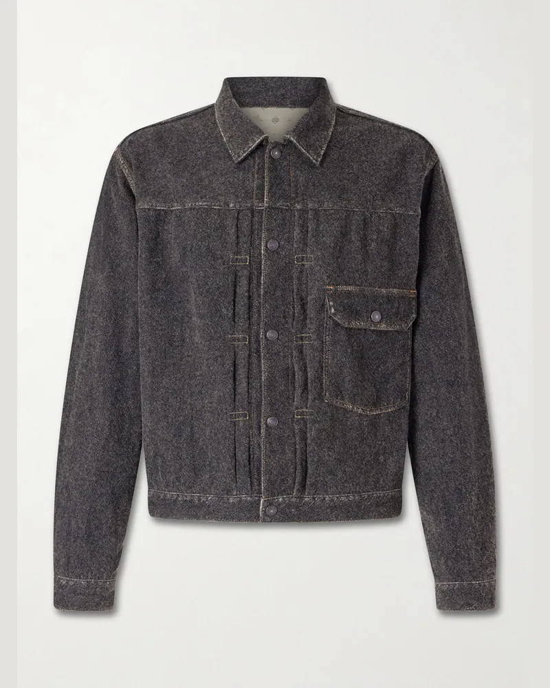 KAPITAL Cropped Cotton-Blend Twill Jacket Gray