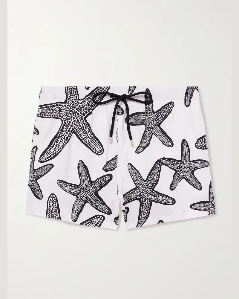 Vilebrequin Manta gerade geschnittene mittellange Badeshorts mit Print Weiß