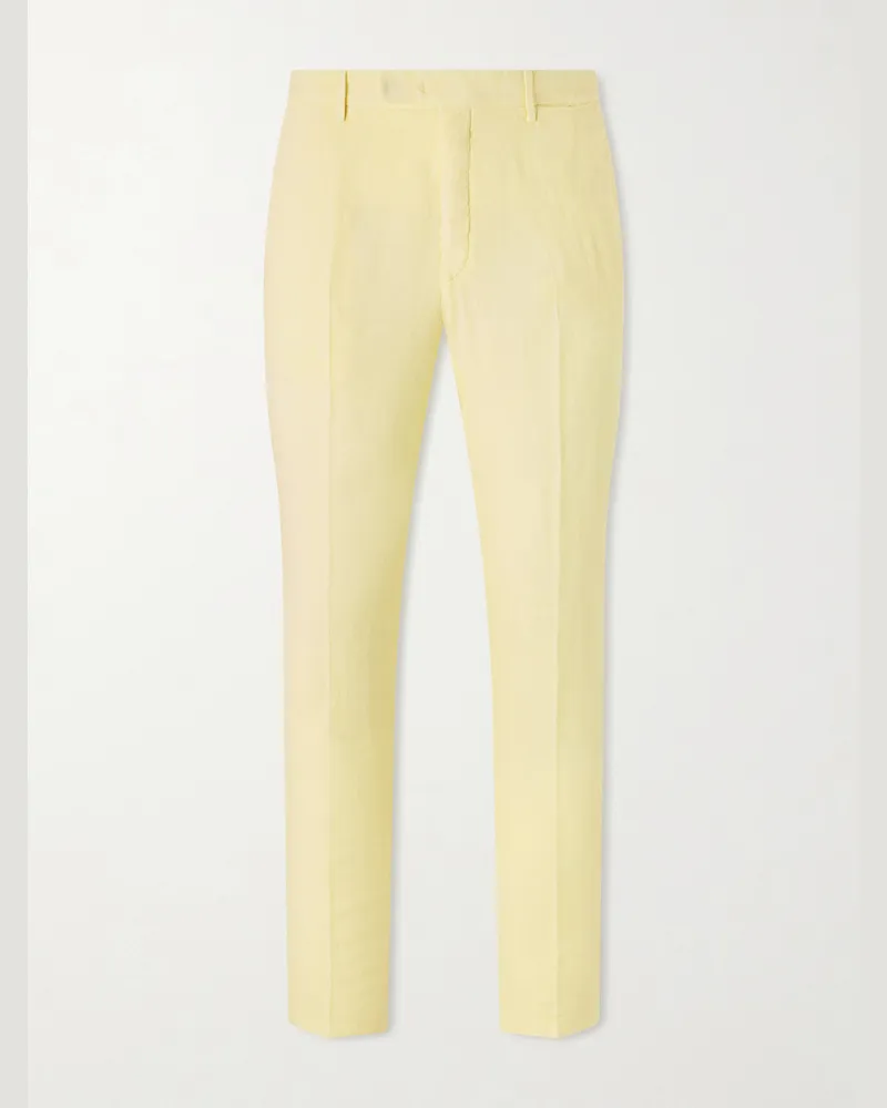 Boglioli Straight-Leg Linen Suit Trousers Yellow