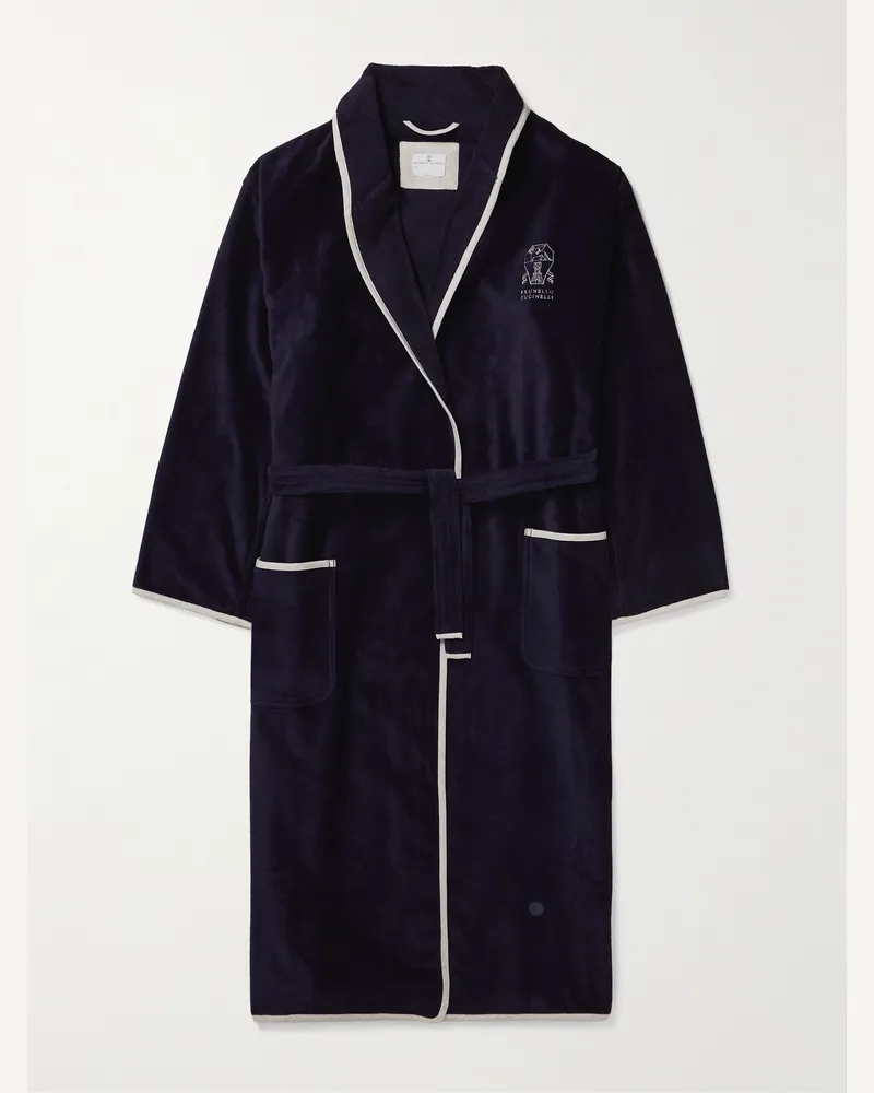 Brunello Cucinelli Cotton-Terry Bathrobe Blue