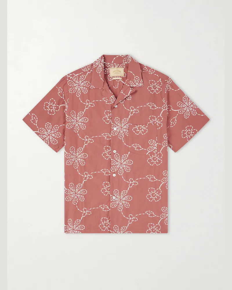 Portuguese Flannel Compota Embroidered Cotton-Blend Shirt Red