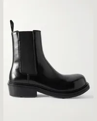 Bottega Veneta Fireman Chelsea Boots aus Glanzleder Schwarz