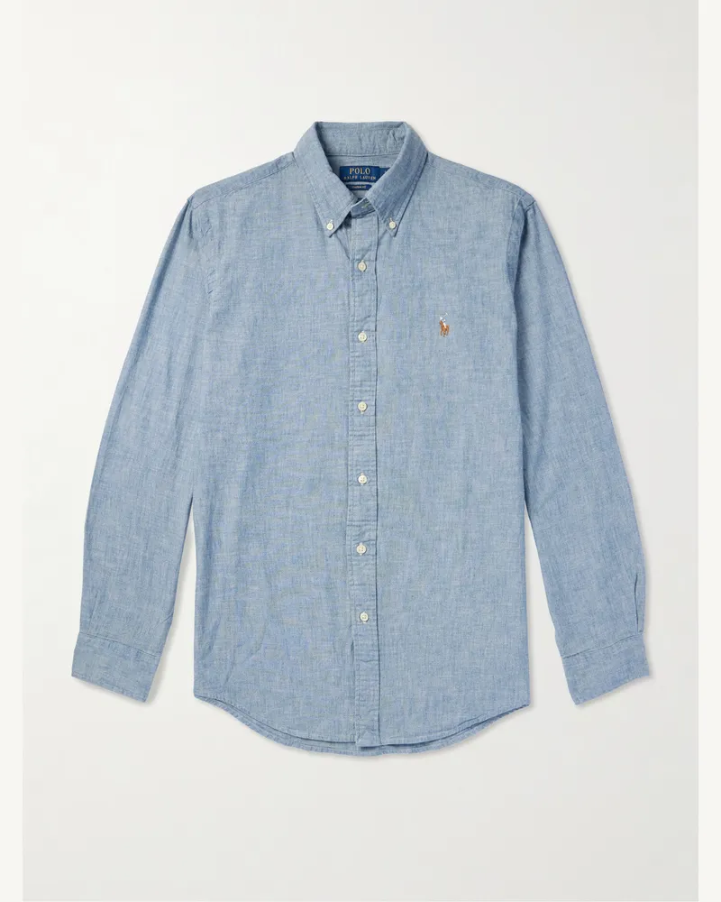 Ralph Lauren Hemd aus Baumwoll-Chambray mit Button-Down-Kragen Blau