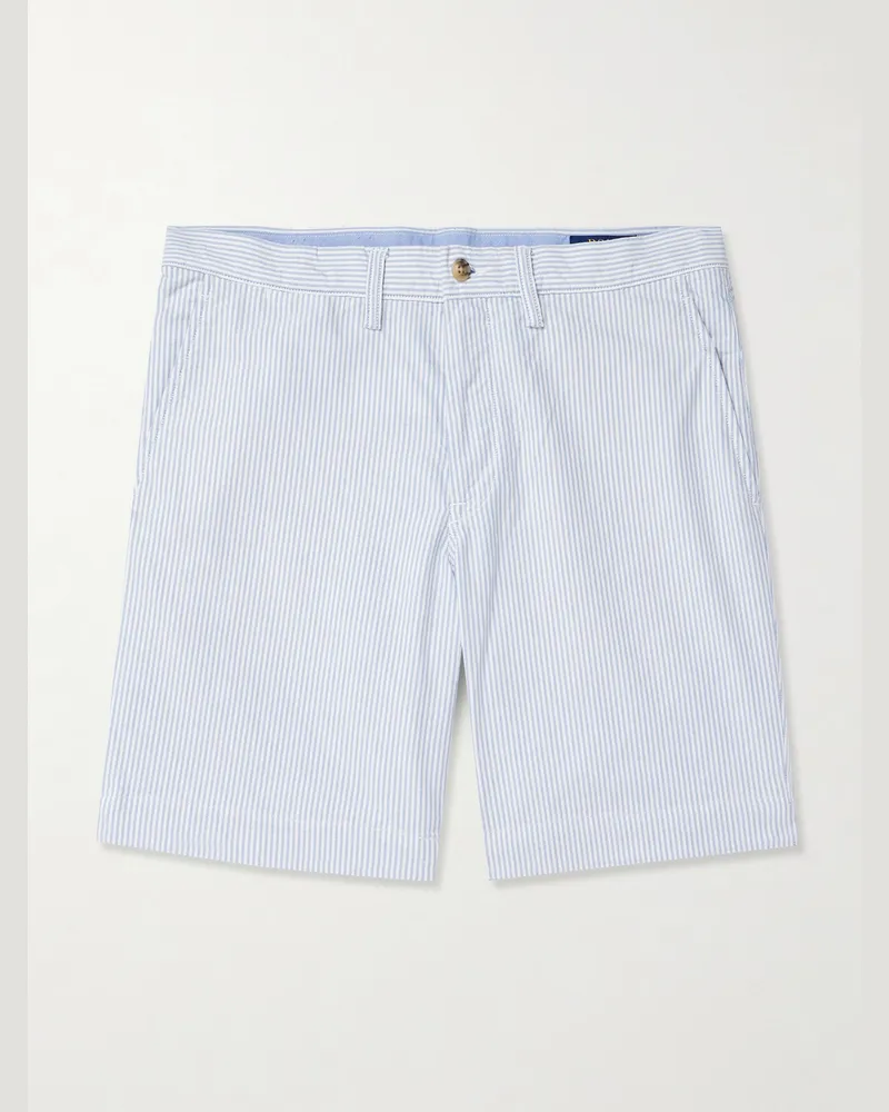Ralph Lauren Bedford gerade geschnittene Shorts aus gestreiftem Baumwoll-Oxford Blau