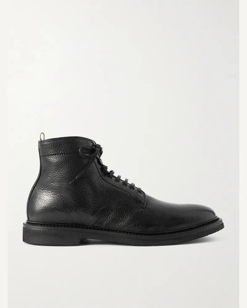 Officine Creative Italia Hopkins 203 Flexi Schnürstiefel aus vollnarbigem Wildleder Schwarz