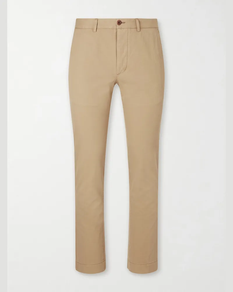 Sid Mashburn Straight-Leg Garment-Dyed Cotton-Twill Trousers Brown