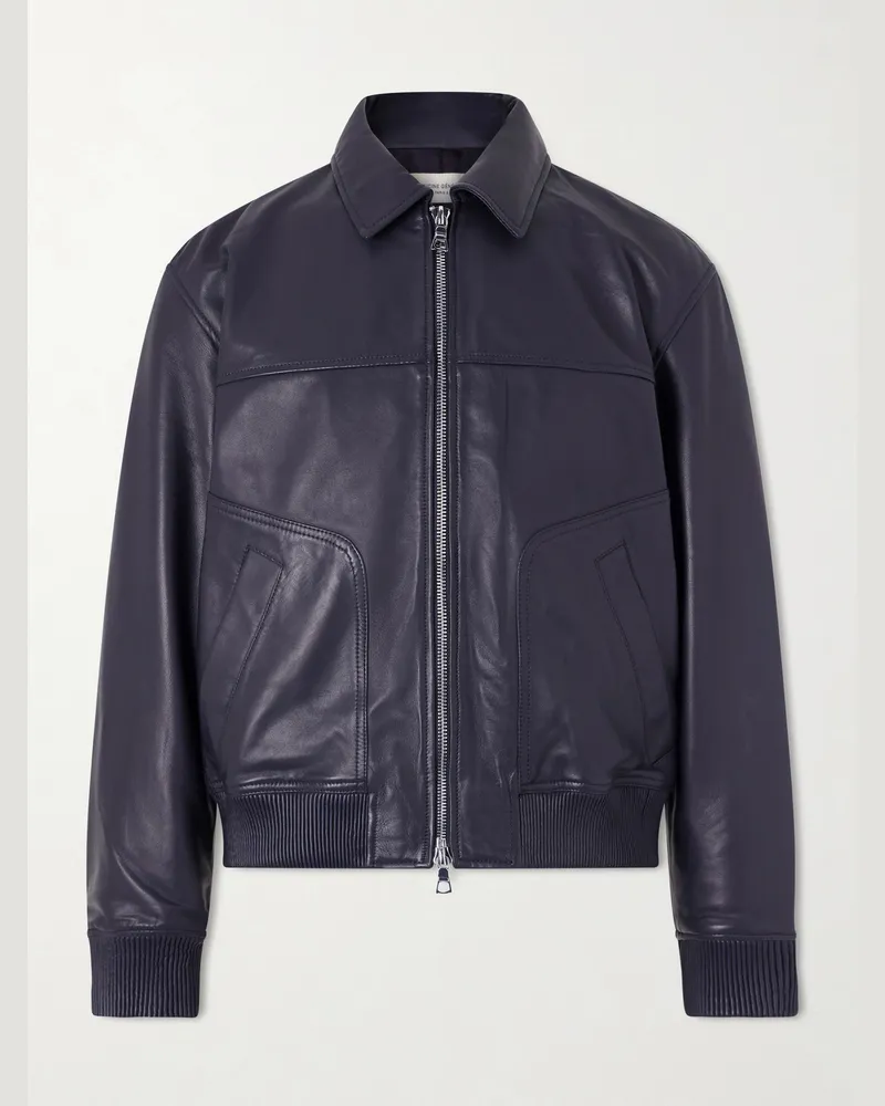 Officine Generale Cassio Leather Jacket Blue